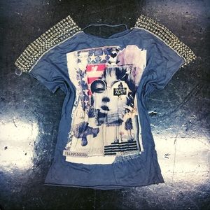 AI authentic icon John Lennon metallic band tee S